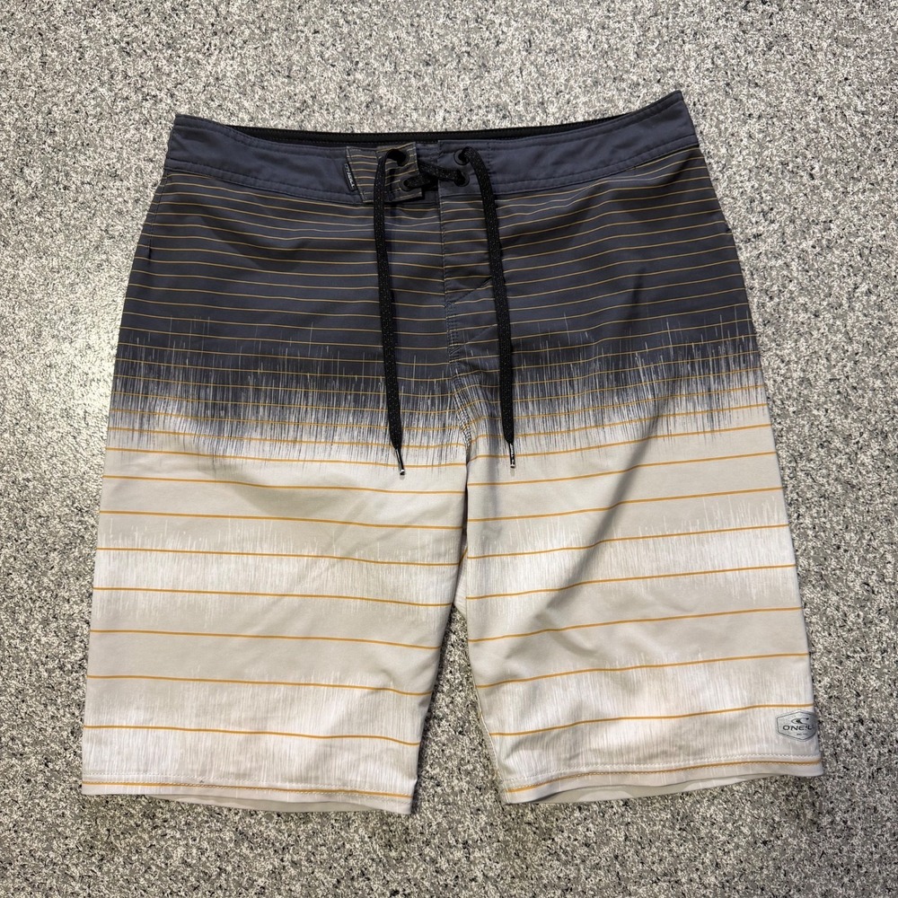 O'neill Boardshorts Mens 30 Striped Swim Shorts Trunks 20" Stretch